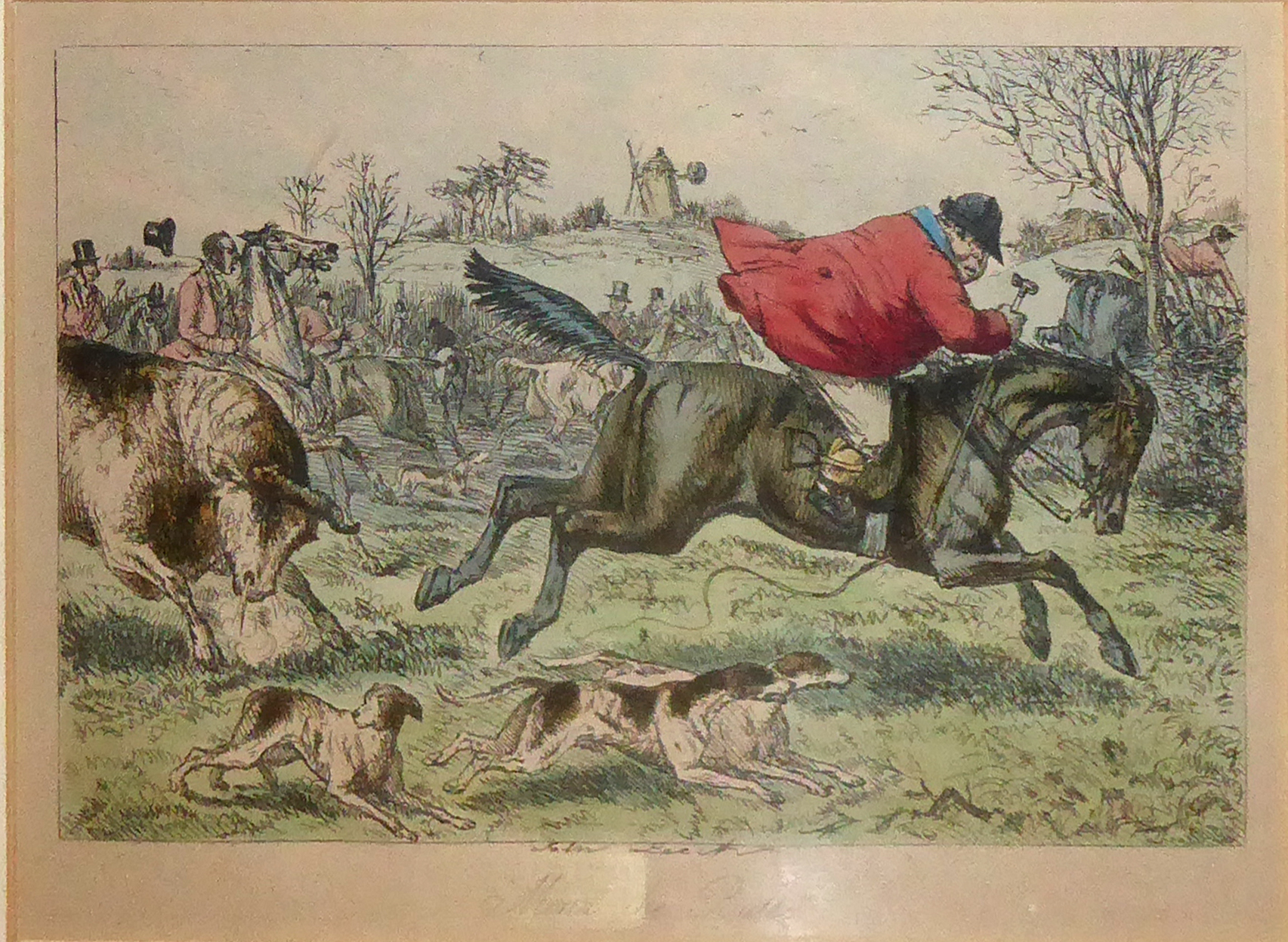 JOHN LEECH, A SET OF EIGHT VICTORIAN HAND COLOURED SPORTING ENGRAVINGS AND CARICATURES OF FOX - Image 8 of 9