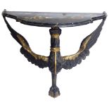A 19TH CENTURY CONSOLE TABLE With faux marble top, on a spread eagle support. Provenance: Estate