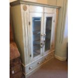WITHDRAWN !! A VICTORIAN DESIGN PAINTED PANTRY CUPBOARD With glazed doors opening to reveal a
