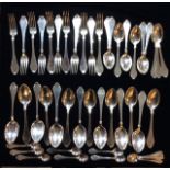 A COLLECTION OF DANISH SILVER ART DECO FORM CUTLERY Planished finish, comprising eleven forks,