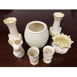 JOB LOT OF IVORY GLAZED BELLEEK PORCELAINE TO INCLUDE 7 PIECES ****************************