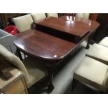 MAHOGANY BALL AND CLAW DINING TABLE AND 2 LEAFS