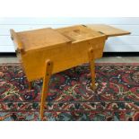 RETRO BEECH WOOD SEWING BOX ON LEGS WITH LIFT OUT COMPONENT
