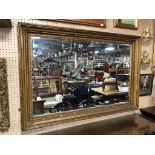 LARGE VICTORIAN WOODEN GUILTED BEVELLED EDGE MIRROR H X 107 D 12 W X 158