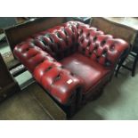 RED BUTTON BACK CHESTERFIELD ARMCHAIR
