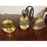 3 BRASS HELMET SHELLS (POSSIBLY FRENCH)