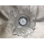 LALIQUE GLASS A/F SUN CLOCK CHIP ON ONE OF OUTER PETALS