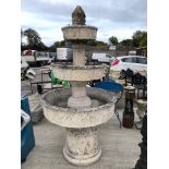 LARGE RECLAIMED DECORATIVE GRADUATED 3 TIER FOUNTAIN H X 210 D X 110 W X 110 (DISMANTLES)