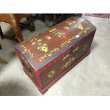 DOME TOP VINTAGE STORAGE TOY TRUNK GYPSY STYLE AND HAND PAINTED