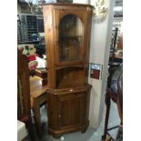 PINE CORNER CABINET WITH INTERIOR LIGHT