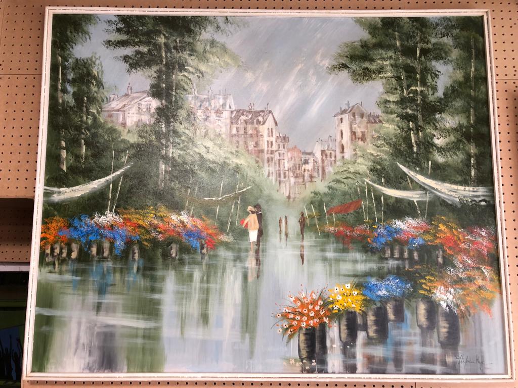 LARGE FRAMED ACRYLIC ON CANVAS, SIGNED BY STEPHEN KAYE GOOD CONDITION H X 104 W X 130