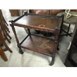 CARVED OAK VINTAGE SERVING TROLLEY