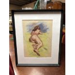 JOHN PATTERSON PASTEL A PORTRAIT OF A RECLINING NUDE FEMALE