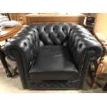 SINGLE BLACK BUTTON CHESTERFIELD ARMCHAIR