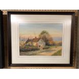 JOHN REGINALD GOODMAN BRITISH 19TH CENTURY WATERCOLOUR RURAL SCENE WITH COTTAGE AND FIGURES ON