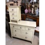 JOHN LEWIS IVORY PAINTED CHEST OF GRADUATED DRAWERS WITH METAL CUP HANDLES. TO INCLUDE MATCHING