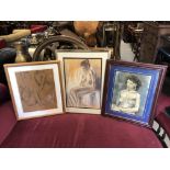 3 ACADEMIC NUDE FEMALE PORTRAITS OF NUDE FEMALES 2 SIGNED