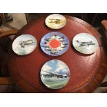 SET OF 5 COALPORT 70TH ANNIVERSARY RAF THEMED PLATES FEATURING VINTAGE AIRCRAFT INCLUDING CONCORDE