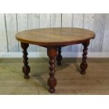 VICTORIAN SOLID OAK OVAL TOP BARLEY TWIST LEG TABLE