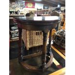 SMALL HALF MOON GEORGIAN SOLID OAK FOLDING TOP OCCASIONAL TABLE WITH TURNED LEGS H X 53 D X 24.5 W X