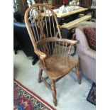 BEECH AND ELM WINDSOR STICK BACK ARMCHAIR