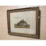 LATE 19TH CENTURY WATERCOLOUR OF THATCHED COTTAGE IN JESSOP FRAME, POSSIBLY DUTCH, SIGNED NEWNAM