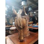 HAND CARVED SOLID HARDWOOD HORSES HEAD GOOD H X 58 D X 20 W X 49