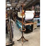 EARLY 20TH CENTURY SOLID ROSE WOOD COAT AND HAT STAND WITH SIX BRASS HOOKS GOOD CONDITION H X 195