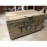 RUSTIC TOY TRUNK HANDMADE FROM RECLAIMED PINE GOOD CONDITION H X 53 D X 57 W X 90 CM