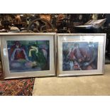 PAIR OF SIGNED LIMITED EDITION PRINTS INSPIRED BY PICASSO BLUE PERIOD IN MATCHING SILVER GILT FRAMES