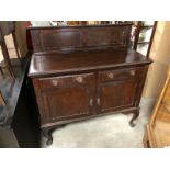 ANTIQUE ROSEWOOD SIDEBOARD, 2 DRAWERS AND CUPBOARDS RAISED ON CABRIOLE FEET WITH CARVED ROPE EDGE