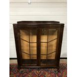 DECO STYLE GLAZED CABINET ON CLAW AND BALL FEET MISSING A SHELF H X 125 D X 31 W X 106 CM