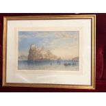 WATERCOLOUR OF ISLAND OF POSSILIPO IN THE BAY OF NAPES BY JOHN SYER B .1815 TO 1885 H X 41 W X 52 CM