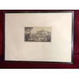 ETCHING OF RURAL SCENE WITH CHURCH IN THE BACKGROUND H X 42 W X 57.5