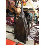 VERY LARGE ELM AND LEATHER 19TH CENTURY FORGE BELLOWS 170 X 24 X 70 CM