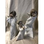 LLADRO SPANISH PORCELAINE THREE ANGELS MODEL NO 4959 AND MODEL NO 4960 WITH ANOTHER SMALLER ANGEL,