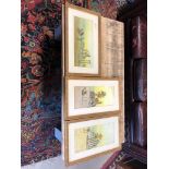 SET OF 3 WATERCOLOURED PRINTS OF DESERT RUINS SIGNED J RUSSELL