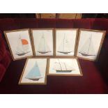 JOB LOT OF SCALE DRAWINGS OF RACING SAILING BOATS FROM THE MID CENTURY OF 1851