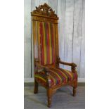PAIR OF CARVER STYLE CARVED OAK UPHOLSTERED CHAIRS