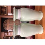 PAIR OF LARGE FLOORSTANDING CERAMIC DECO GREEN LAMPS