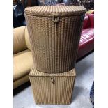 PAIR OF WOVEN CANE LAUNDRY LLOYD LOOM BASKETS LARGEST H X 60 D X 51 CM