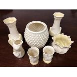 JOB LOT OF IVORY GLAZED BELLECK PORCELAINE TO INCLUDE 7 PIECES