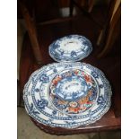 ADDERLEYS LAURIER BLUE AND WHITE ASSORTED CHINA AND 3 ORIENTAL VASES