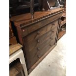 EARLY VICTORIAN LARGE MAHOGANY 2 OVER 3 SCOTTISH CHEST OF DRAWERS RAISED ON PLINTH H X 113 D X 60