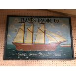 PAINTED WOODEN VINTAGE STYLE ADVERT FOR THAMES TRADING CO