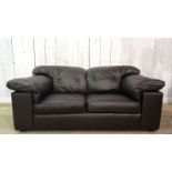 DESIGNER 3 PIECE BLACK LEATHER 2 SEATER SOFA AND 2 CHAIRS WITH ADJUSTABLE RATCHET BACKS VERY GOOD