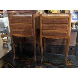 PAIR OF MATCHING FRENCH SIDE TABLES, WITH 3 DRAWERS VERY GOOD CONDITION MEASUREMENTS: H X 68 D X