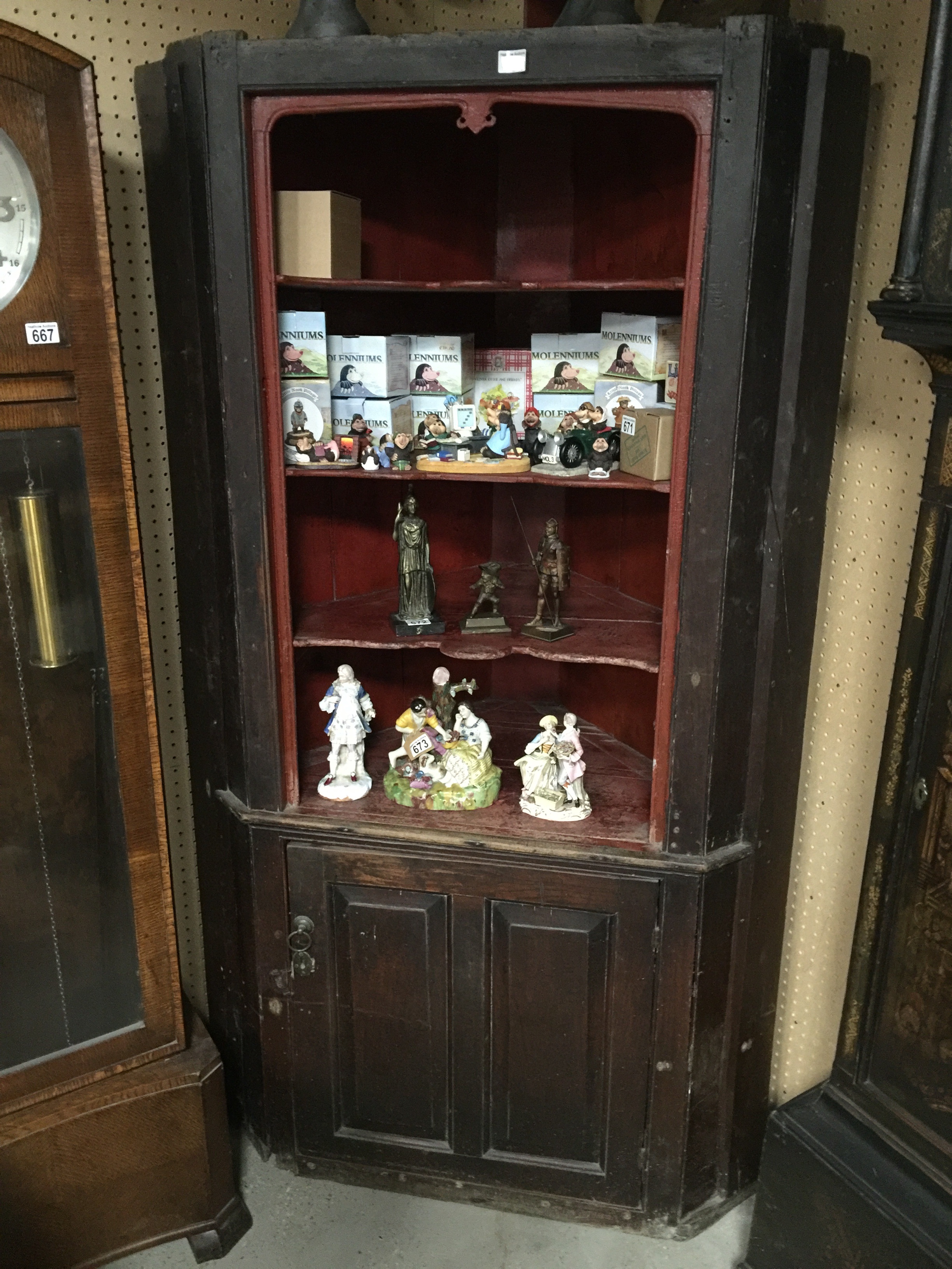 OLD OAK CORNER DISPLAY CUPBOARD