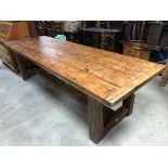LARGE PITCH PINE REFECTORY STYLE TABLE VERY GOOD CONDITION H X 79 D X 91 W X 275