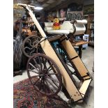 ANTIQUE HORSE DRAWN MARKET CART - WOODEN. VERY GOOD CONDITION H X 103 D X 96 W X 240 CM